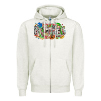 Oatmeal Heather baseball brother Zipper Hoodie - CowhideDigitalArt