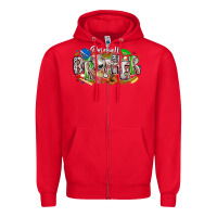 Red baseball brother Zipper Hoodie - CowhideDigitalArt
