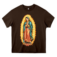 Chocolate Brown our lady of guadalupe Heavy Core Tee - LillyAllenDesigns