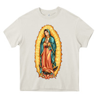 Cream our lady of guadalupe Heavy Core Tee - LillyAllenDesigns