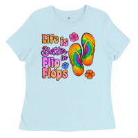 Baby Blue life is better in flip flops Ladies Tee - Jasminsmagicworld