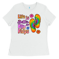 White life is better in flip flops Ladies Tee - Jasminsmagicworld
