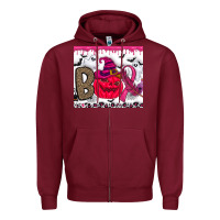 Burgundy Boo october Zipper Hoodie - CowhideDigitalArt
