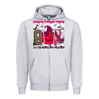Heather Grey Boo october Zipper Hoodie - CowhideDigitalArt