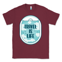 Burgundy Travel Is Life Funny Traveling Gift Classic Tee - minhPixels