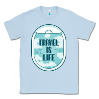 Dusty Blue Travel Is Life Funny Traveling Gift Classic Tee - minhPixels