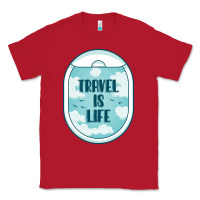 Red Travel Is Life Funny Traveling Gift Classic Tee - minhPixels