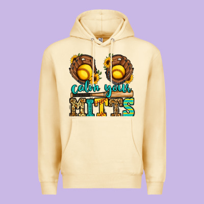 Calm Your Mitts Softball Premium Hoodie Designed By Jasminsmagicworld