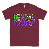 Burgundy Mardi Gras Dental Assistant Classic Tee - NancyCooperArtShop