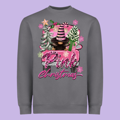 Pink Christmas Truck Gnome Heavyweight Sweatshirt Designed By Fadigitalartstudio
