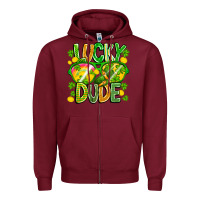 Burgundy Lucky Dude Zipper Hoodie - CowhideDigitalArt
