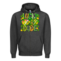 Charcoal Heather Lucky Dude Zipper Hoodie - CowhideDigitalArt