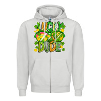 Dove Grey Lucky Dude Zipper Hoodie - CowhideDigitalArt