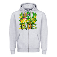 Heather Grey Lucky Dude Zipper Hoodie - CowhideDigitalArt