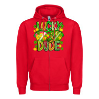 Red Lucky Dude Zipper Hoodie - CowhideDigitalArt