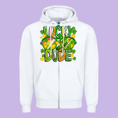 Lucky Dude Zipper Hoodie Designed By Cowhidedigitalart