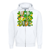 White Lucky Dude Zipper Hoodie - CowhideDigitalArt