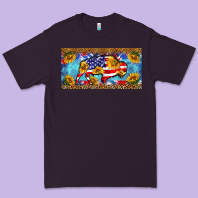 Bison Amerıcan Flag  License Plate Template Premium Tee Designed By Barkaloodesign