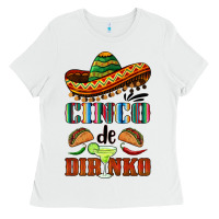 White cinco de dirinko sombrero Ladies Tee - BarkalooDesign