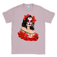 Lilac Mexicana Skull Girl with Roses Classic Tee - texasbilliewilder