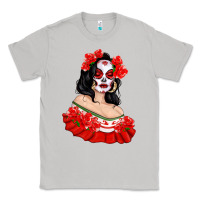 Moon Dust Mexicana Skull Girl with Roses Classic Tee - texasbilliewilder