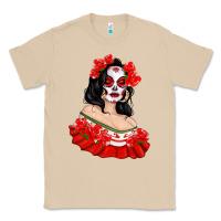 Mushroom Mexicana Skull Girl with Roses Classic Tee - texasbilliewilder
