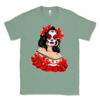 Sage Mexicana Skull Girl with Roses Classic Tee - texasbilliewilder