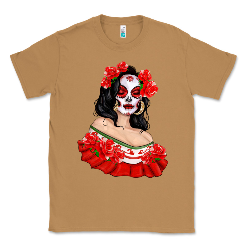 Mexicana Skull Girl With Roses Classic Tee by texasbilliewilder | Teevron