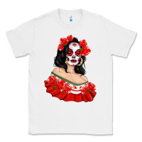 White Mexicana Skull Girl with Roses Classic Tee - texasbilliewilder