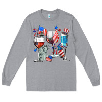 Heather Grey american wine Long Sleeve Tee - CowGirlArtShop