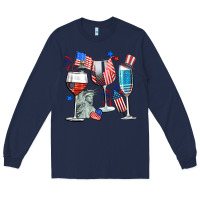 Navy american wine Long Sleeve Tee - CowGirlArtShop