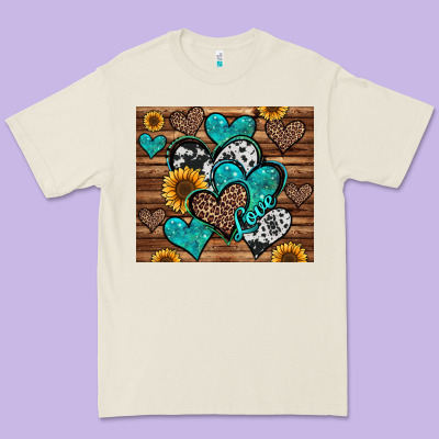 Turquoise Sunflower Hearts Premium Tee Designed By Jasminsmagicworld