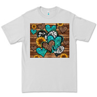 Dove Grey turquoise sunflower hearts Premium Tee - Jasminsmagicworld