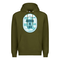 Army Green Travel Is Life Funny Traveling Gift Premium Hoodie - minhPixels