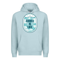 Blue Mist Travel Is Life Funny Traveling Gift Premium Hoodie - minhPixels