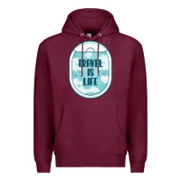 Burgundy Travel Is Life Funny Traveling Gift Premium Hoodie - minhPixels