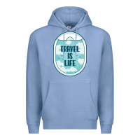 Colony Blue Travel Is Life Funny Traveling Gift Premium Hoodie - minhPixels