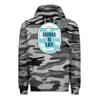 Slate Camo Travel Is Life Funny Traveling Gift Premium Hoodie - minhPixels