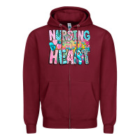 Burgundy Nursing is a work of heart Zipper Hoodie - CowhideDigitalArt