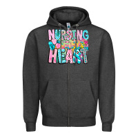 Charcoal Heather Nursing is a work of heart Zipper Hoodie - CowhideDigitalArt