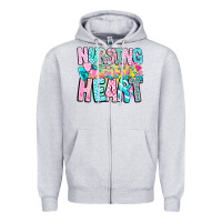 Heather Grey Nursing is a work of heart Zipper Hoodie - CowhideDigitalArt