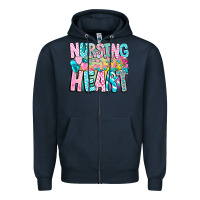 Navy Nursing is a work of heart Zipper Hoodie - CowhideDigitalArt