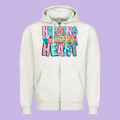 Nursing Is A Work Of Heart Zipper Hoodie Designed By Cowhidedigitalart