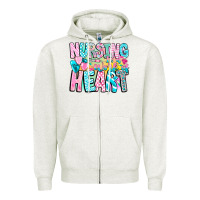 Oatmeal Heather Nursing is a work of heart Zipper Hoodie - CowhideDigitalArt