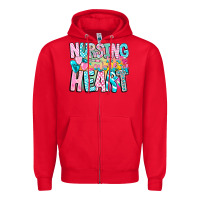 Red Nursing is a work of heart Zipper Hoodie - CowhideDigitalArt