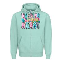 Seafoam Nursing is a work of heart Zipper Hoodie - CowhideDigitalArt