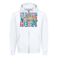 White Nursing is a work of heart Zipper Hoodie - CowhideDigitalArt