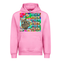 Fuchsia Pink fuck everything skeletons Urban Hoodie - AdoDesignShop
