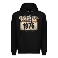 Black 46 Year Old Vintage 1976 Men Women 46th Birthday Decor Premium Hoodie - minhPixels
