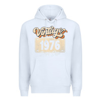 White 46 Year Old Vintage 1976 Men Women 46th Birthday Decor Premium Hoodie - minhPixels